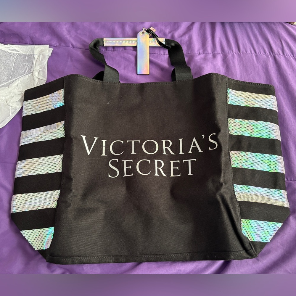 Victoria's Secret: "We Are All Angels" Black w/Iridescent Sequin Weekender Bag